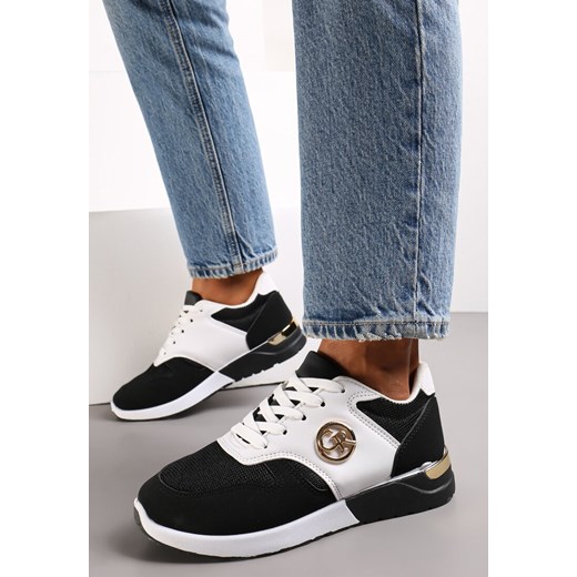 Czarno-Białe Sneakersy z Metaliczną Wstawką Almaide ze sklepu renee.pl w kategorii Buty sportowe damskie - zdjęcie 173180841
