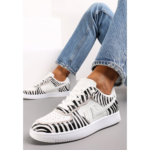 Biało-Czarne Sneakersy przed Kostkę z Sznurowaniem Eleuteria ze sklepu renee.pl w kategorii Buty sportowe damskie - zdjęcie 173181061