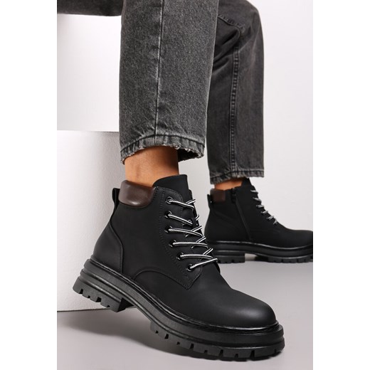 Czarne Traperki z Ociepleniem i Sznurowaniem Almudena Renee 36 renee.pl