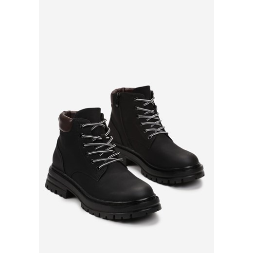 Czarne Traperki z Ociepleniem i Sznurowaniem Almudena Renee 41 renee.pl