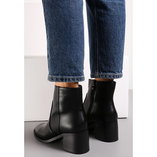 Czarne Klasyczne Botki na Słupku Ominorda Renee 39 renee.pl