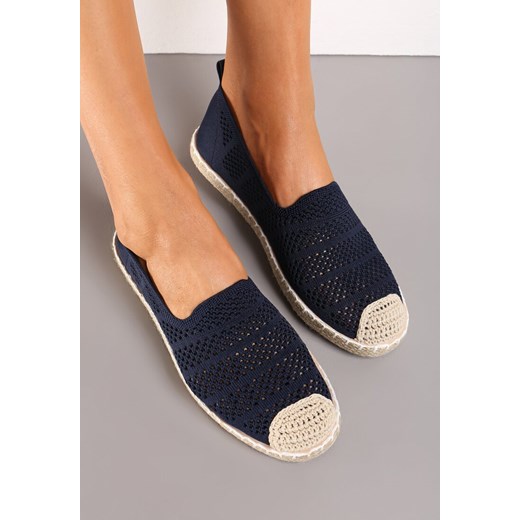 Granatowe Ażurowe Espadryle Ozdobione Plecionką na Podeszwie i Nosku Tarniesa ze sklepu renee.pl w kategorii Espadryle damskie - zdjęcie 173185372