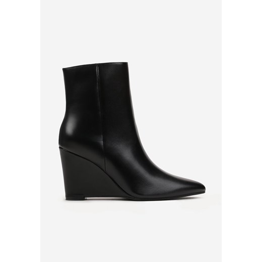 Czarne Botki na Koturnie ze Szpiczastym Noskiem Jelanie Renee 39 renee.pl
