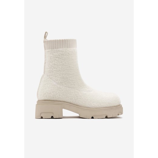 Beżowe Botki na Grubej Podeszwie z Elastyczną Cholewką Kirel Renee 40 renee.pl