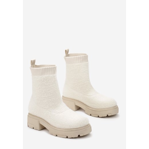 Beżowe Botki na Grubej Podeszwie z Elastyczną Cholewką Kirel Renee 38 renee.pl