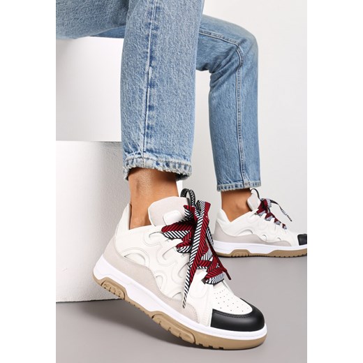 Biało-Czarne Sneakersy Ozdobione Brokatem z Oryginalnym Sznurowaniem Patricie ze sklepu renee.pl w kategorii Buty sportowe damskie - zdjęcie 173191592