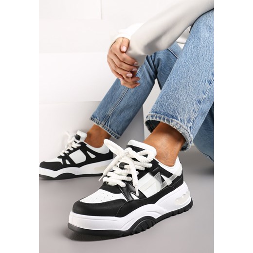 Czarne Sneakersy na Grubej Podeszwie z Szerokim Wiązaniem Iniestra ze sklepu renee.pl w kategorii Buty sportowe damskie - zdjęcie 173192232