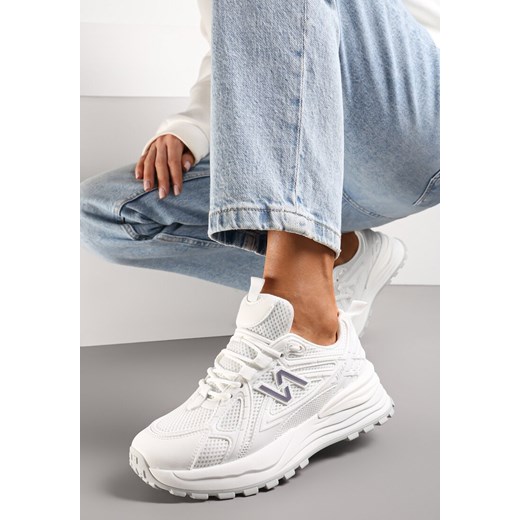 Białe Sneakersy na Platformie z Wstawkami z Siateczki Epionna ze sklepu renee.pl w kategorii Buty sportowe damskie - zdjęcie 173192504