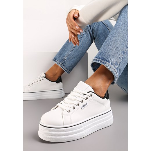 Biało-Czarne Sneakersy przed Kostkę na Grubej Podeszwie Kernia ze sklepu renee.pl w kategorii Buty sportowe damskie - zdjęcie 173193204