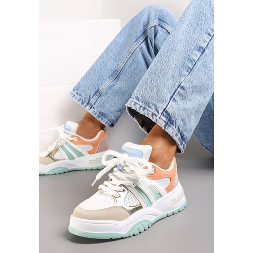 Biało-Pomarańczowe Sneakersy na Grubej Podeszwie z Brokatem Lenema ze sklepu renee.pl w kategorii Buty sportowe damskie - zdjęcie 173194113