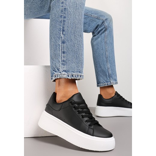 Czarne Sneakersy na Grubej Podeszwie Yarna ze sklepu renee.pl w kategorii Buty sportowe damskie - zdjęcie 173194334
