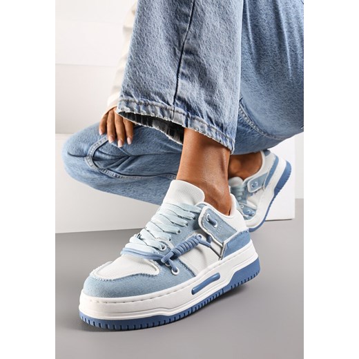 Niebieskie Sneakersy na Platformie z Ozdobnymi Sznurówkami Aqara ze sklepu renee.pl w kategorii Buty sportowe damskie - zdjęcie 173202223