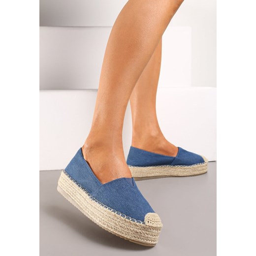 Niebieskie Wsuwane Espadryle na Grubej Podeszwie z Jutowej Plecionki Alarnia ze sklepu renee.pl w kategorii Espadryle damskie - zdjęcie 173202890