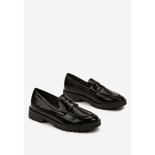 Czarne Eleganckie Mokasyny Lakierowane ze Skórzaną Wkładką Vatolia Renee 36 renee.pl