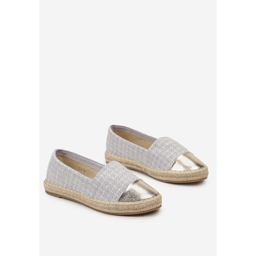 Niebieskie Espadryle z Tweedowego Materiału z Plecionką na Podeszwie Hexiria Renee 38 renee.pl