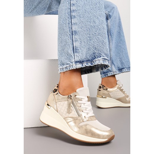 Złote Sneakersy Thessiore ze sklepu renee.pl w kategorii Buty sportowe damskie - zdjęcie 173206721