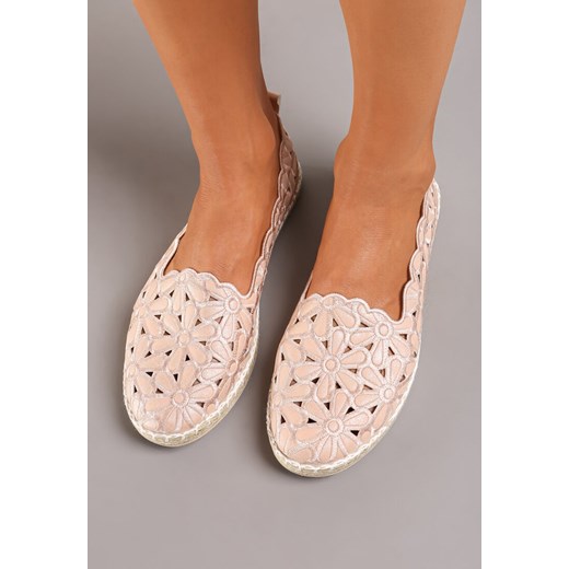 Beżowe Espadryle z Plecioną Podeszwą i Kwiatową Cholewką Lilalia Renee 36 renee.pl