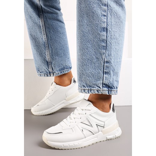 Białe Sneakersy z Klasycznym Sznurowaniem i Wstawkami z Siateczki Veloraa Renee 38 renee.pl