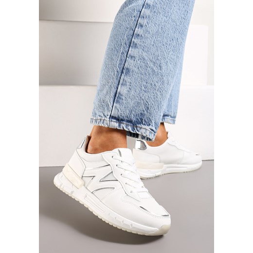 Białe Sneakersy z Klasycznym Sznurowaniem i Wstawkami z Siateczki Veloraa Renee 36 renee.pl