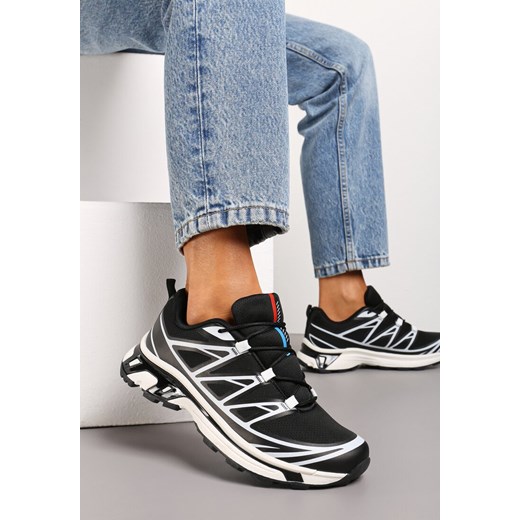 Czarne Sneakersy z Ozdobnymi Wstawkami i Ściąganą Gumką Aineri ze sklepu renee.pl w kategorii Buty sportowe damskie - zdjęcie 173218900