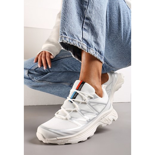 Biało-Srebrne Sneakersy z Ozdobnymi Wstawkami i Ściąganą Gumką Aineri ze sklepu renee.pl w kategorii Buty sportowe damskie - zdjęcie 173218912
