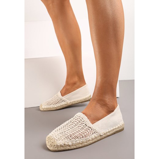Beżowe Płaskie Espadryle z Ekozamszu Ozdobione Jutą Lemiala ze sklepu renee.pl w kategorii Espadryle damskie - zdjęcie 173235721