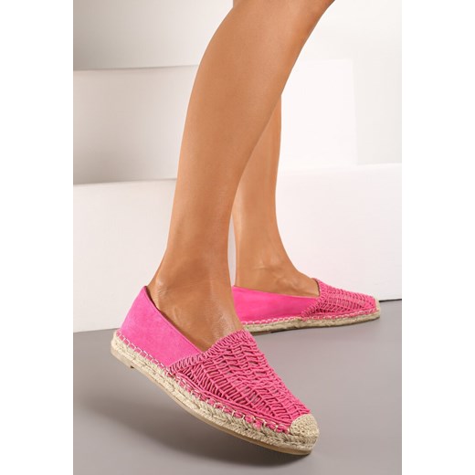 Fuksjowe Płaskie Espadryle z Ekozamszu Ozdobione Jutą Lemiala ze sklepu renee.pl w kategorii Espadryle damskie - zdjęcie 173235732