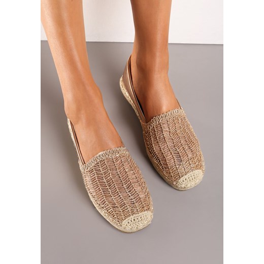 Szampańskie Płaskie Espadryle z Ekozamszu Ozdobione Jutą Lemiala ze sklepu renee.pl w kategorii Espadryle damskie - zdjęcie 173235740