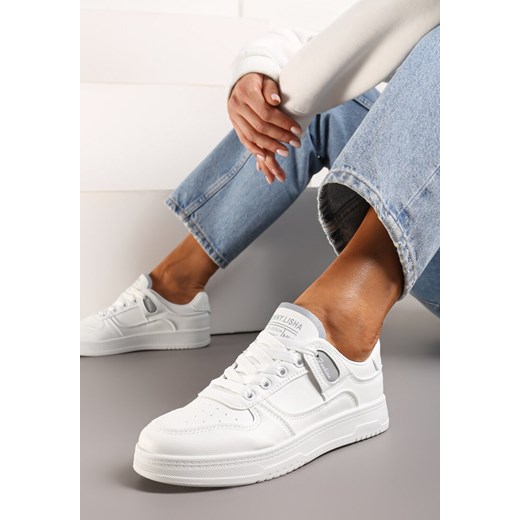Biało-Szare Sneakersy z Cholewką przed Kostkę z Delikatną Perforacją Trissa ze sklepu renee.pl w kategorii Buty sportowe damskie - zdjęcie 173236200