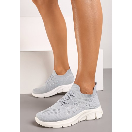 Szare Buty Sportowe z Elastyczną Wsuwaną Cholewką i Wkładką ze Skóry Naturalnej Rantia ze sklepu renee.pl w kategorii Buty sportowe damskie - zdjęcie 173247412