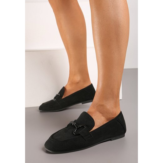 Czarne Płaskie Mokasyny z Klamerką Chrisstelle Renee 40 wyprzedaż renee.pl