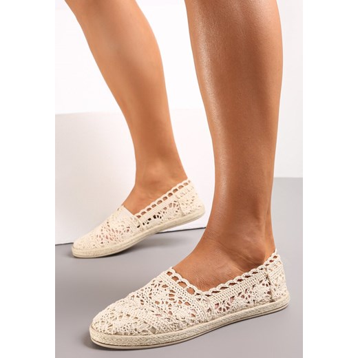 Beżowe Espadryle z Ażurową Cholewką i Plecioną Podeszwą Gratifyingly ze sklepu renee.pl w kategorii Espadryle damskie - zdjęcie 173255551