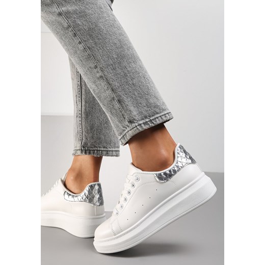 Biało-Srebrne Sneakersy na Niskiej Platformie w Klasycznym Stylu Lucid Dream ze sklepu renee.pl w kategorii Trampki damskie - zdjęcie 173255963