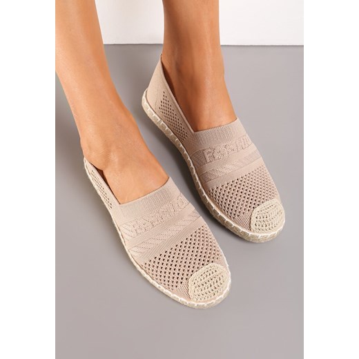 Ciemnobeżowe Espadryle z Plecioną Cholewką przed Kostkę Mokosa ze sklepu renee.pl w kategorii Espadryle damskie - zdjęcie 173256834