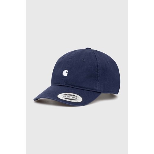 Carhartt WIP czapka z daszkiem bawełniana Madison Logo Cap kolor granatowy gładka I023750.2AHXX ze sklepu PRM w kategorii Czapki z daszkiem damskie - zdjęcie 173257824