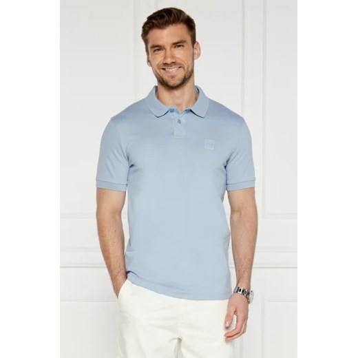 Niebieski t-shirt męski BOSS HUGO z krótkim rękawem casual