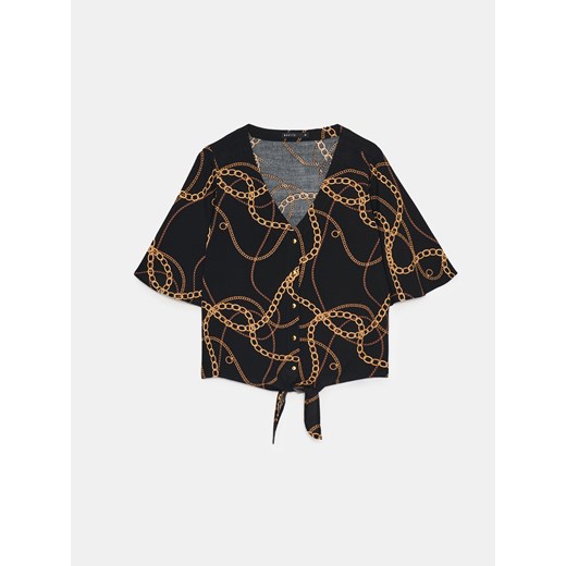 Mohito - Wiskozowa bluzka z printem - czarny ze sklepu Mohito w kategorii Bluzki damskie - zdjęcie 173280241