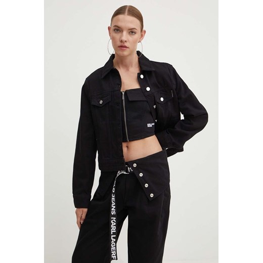Karl Lagerfeld kurtka jeansowa damska kolor czarny przejściowa 236W1408 ze sklepu ANSWEAR.com w kategorii Kurtki damskie - zdjęcie 173280334