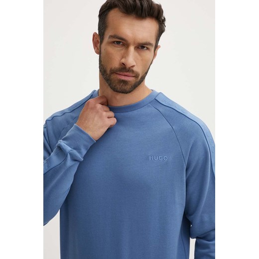 HUGO bluza bawełniana lounge kolor niebieski gładka 50520494 ze sklepu ANSWEAR.com w kategorii Bluzy męskie - zdjęcie 173280470