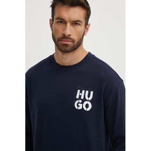 HUGO bluza lounge kolor granatowy z nadrukiem 50520462 ze sklepu ANSWEAR.com w kategorii Bluzy męskie - zdjęcie 173280490