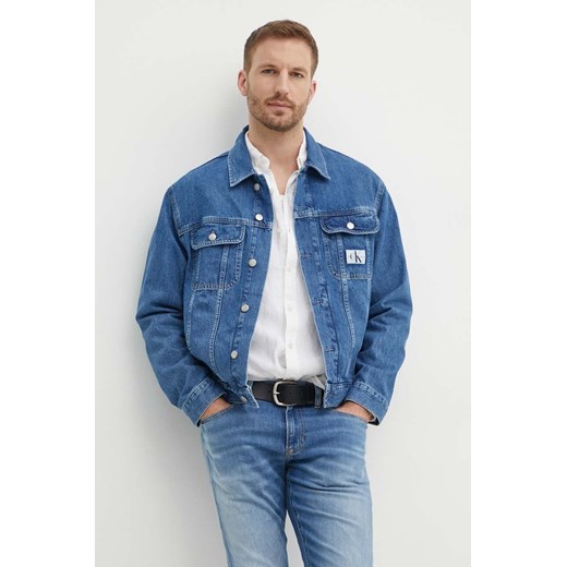 Calvin Klein Jeans kurtka jeansowa męska kolor niebieski przejściowa J30J325750 ze sklepu ANSWEAR.com w kategorii Kurtki męskie - zdjęcie 173280593