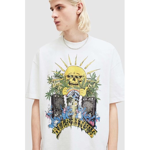 Biały t-shirt męski AllSaints z krótkim rękawem młodzieżowy 