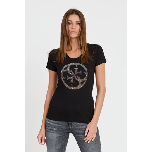 GUESS Czarny t-shirt 4G LOGO TEE, Wybierz rozmiar XL ze sklepu outfit.pl w kategorii Bluzki damskie - zdjęcie 173281493