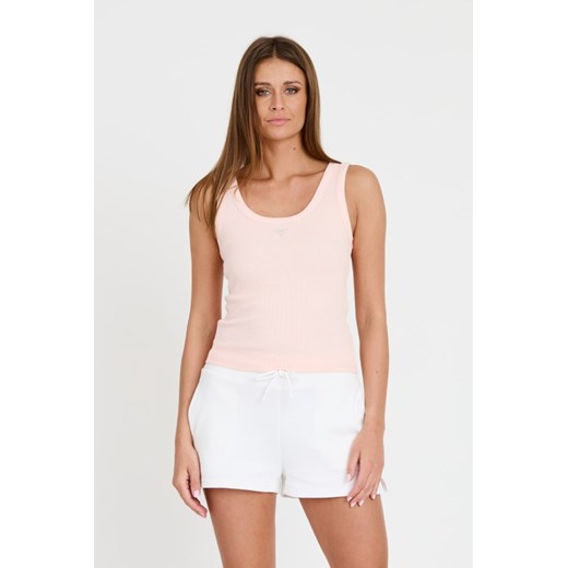 GUESS Różowy top Triangle Bling Rib Tank, Wybierz rozmiar L ze sklepu outfit.pl w kategorii Bluzki damskie - zdjęcie 173281544