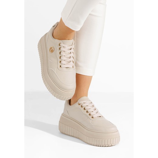 Beżowe sneakersy na platformie Safira V3 ze sklepu Zapatos w kategorii Trampki damskie - zdjęcie 173281581