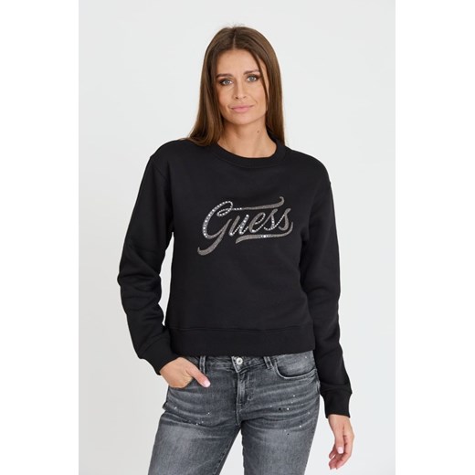 GUESS Czarna bluza z cyrkoniami, Wybierz rozmiar XL ze sklepu outfit.pl w kategorii Bluzy damskie - zdjęcie 173284202