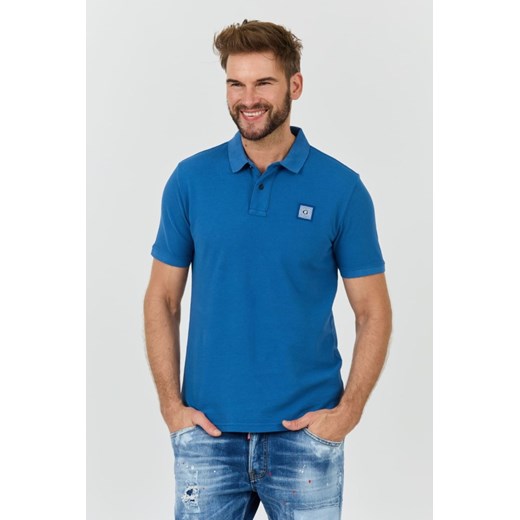 GUESS Niebieskie polo Washed, Wybierz rozmiar XL ze sklepu outfit.pl w kategorii T-shirty męskie - zdjęcie 173284270
