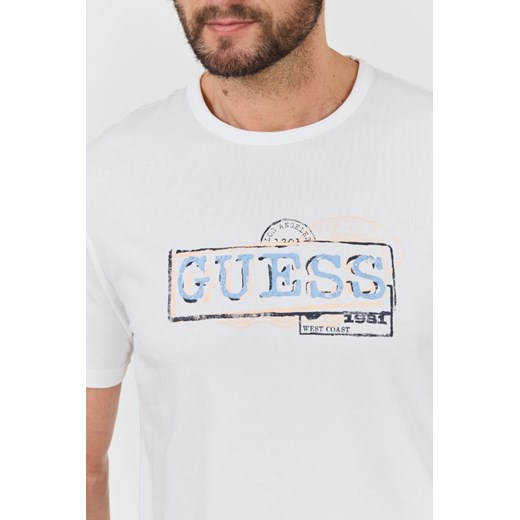 T-shirt męski biały Guess z krótkim rękawem 