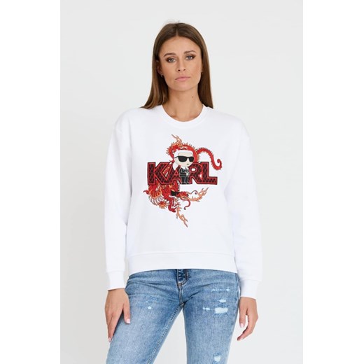 KARL LAGERFELD Biała bluza ikonik lny, Rozmiar S ze sklepu outfit.pl w kategorii Bluzy damskie - zdjęcie 173284394