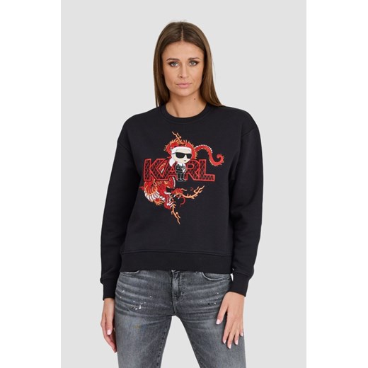 KARL LAGERFELD Czarna bluza ikonik lny, Rozmiar M ze sklepu outfit.pl w kategorii Bluzy damskie - zdjęcie 173284401